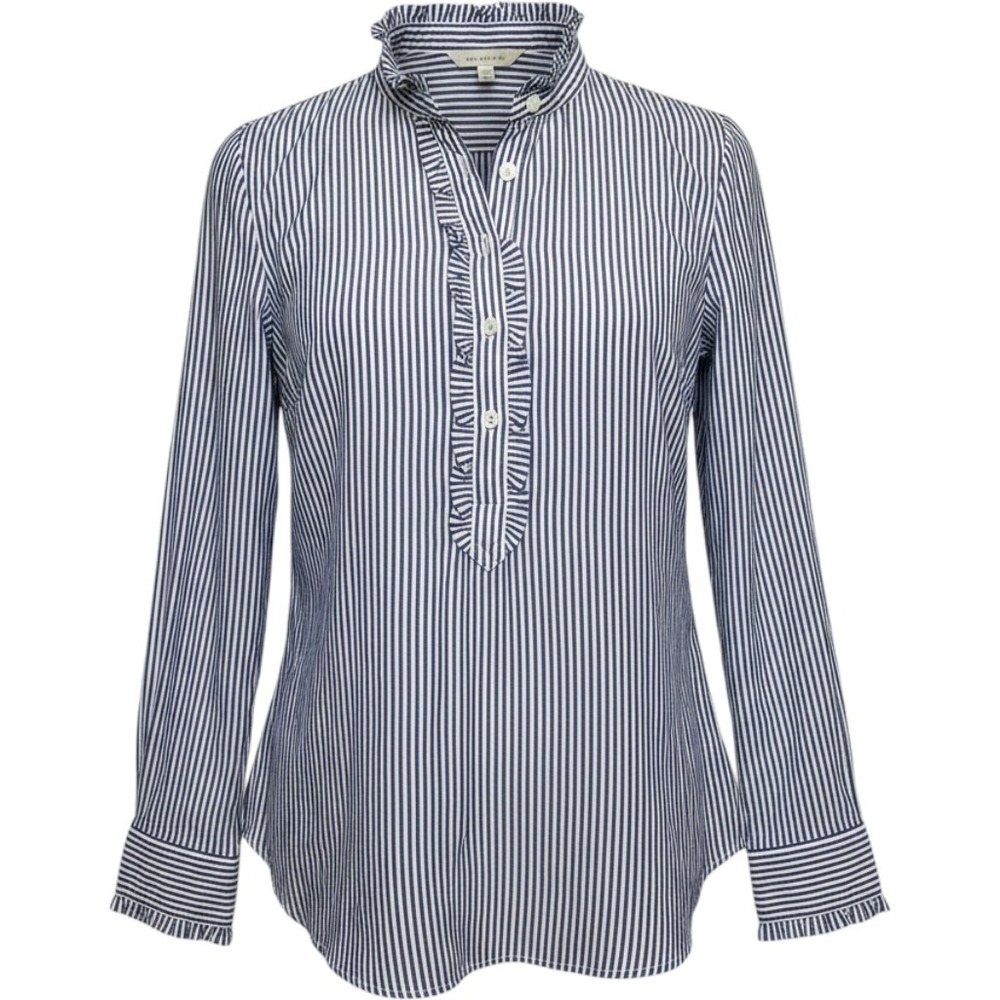 Vineyard Vines Navy Stripe Popover Blouse Women's 8